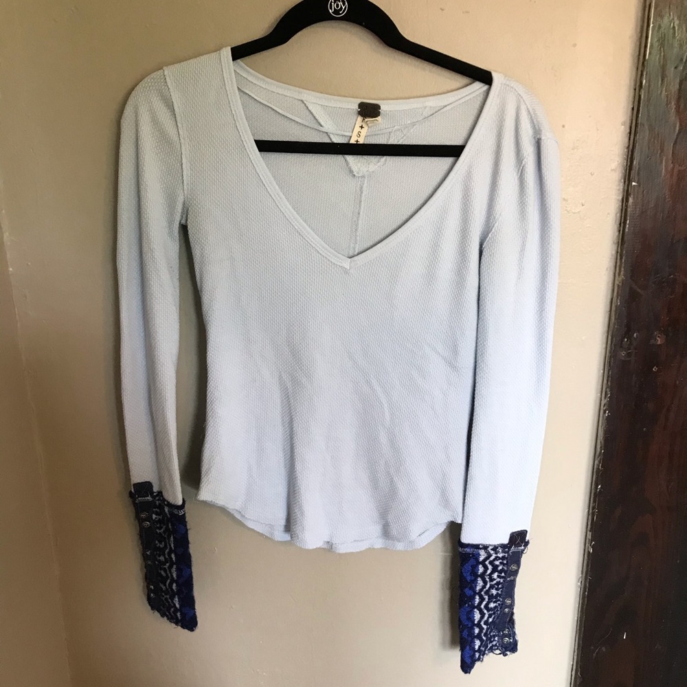Free people blue thermal long sleeve